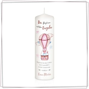 Mourning candle for star children - hot air balloon personalized - gift candle - memory of the deceased - mourning candle