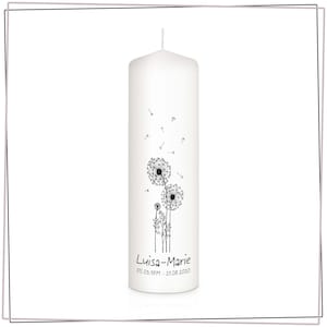 Funeral candle dandelion modern - personalized - Mod 13 - gift candle - remembrance of the deceased - mourning candle