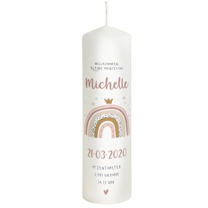 Birth candle rainbow girl personalized - model Michelle - birth - gift - birthday present - candle for birthday - children