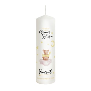 Mourning candle for star children - personalized bear - model Vincent - gift candle - memory of the deceased - mourning candle