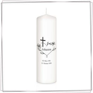 Mourning candle heart flowers - personalized - Mod 12 - Gift candle - Remembrance of the deceased - Candle mourning