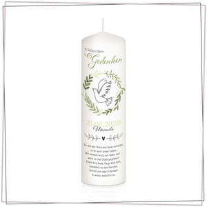 Mourning candle dove - personalized - Mod 4 - Gift candle - Remembrance of the deceased - Mourning candle