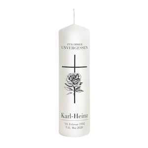 Mourning candle personalized with a black rose - Model Karl-Heinz - Gift candle - Remembrance of the deceased - Candle for mourning