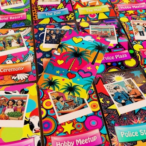PRONTO RETIRADA / ¿Dónde, oh dónde? Baraja / Ubicaciones / Primera cita / ¿Dónde nos encontraremos? / ¿Dónde trabajan? / Diversidad / Arte pop / 53 cartas