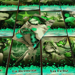BIENTT RETRAITE | Passion de la mer | Deck Oracle Pasión Del Mar | Référence du Tarot | Sirènes | Mots-clés en anglais et en espagnol | 53 cartes