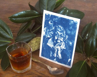 Eudora Welty - Archival print of cyanotype from an original portrait drawing - Edition of 30 - Version 1