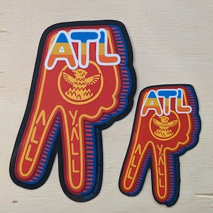 ATL Hand - 2.7x4 or 4x6 inch die-cut red foam hand vinyl Atlanta dirty south sticker | decal for laptop hydroflask cellphone car bumper