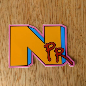 NPR - die-cut vinyl punk public radio nerd sticker 4x3 inches | MTV parody laptop water bottle macbook decal