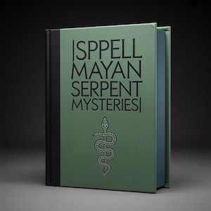 May include: A hardcover book titled "ISPELL MAYAN SERPENT MYSTERIES" in black text on a green cover. A black and white illustration of a serpent is below the title. The spine is black.