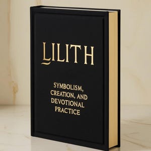 May include: A black book with gold lettering titled "Lilith: Symbolism, Creation, and Devotional Practice".