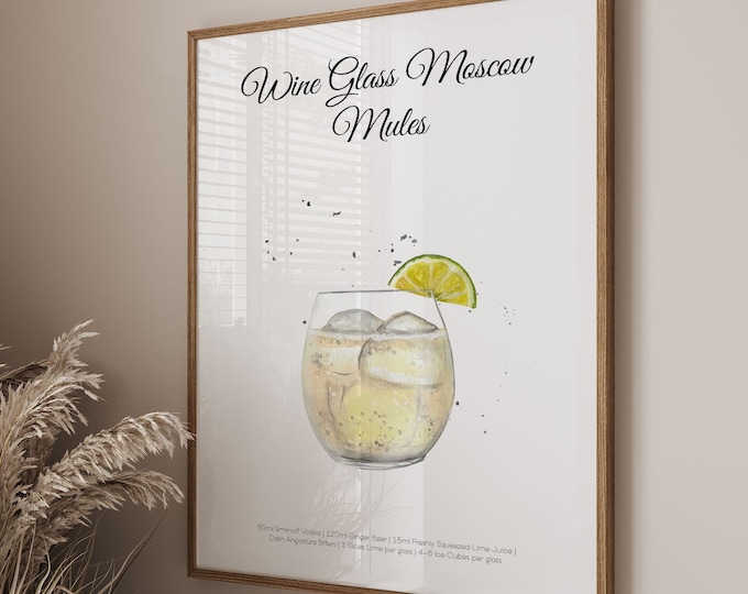 Wine Glass Moscow Mules Cocktail Poster