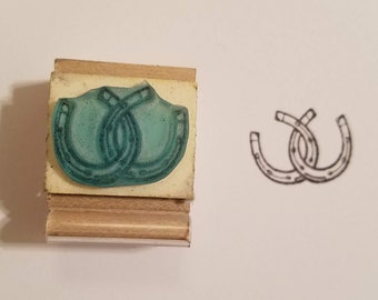 Double horseshoe rubber stamp western lucky charm wedding horse shoe