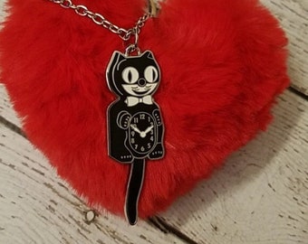 Kit Cat klock Necklace Black and Silver color kit-cat clock