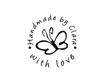 butterfly hand made by with love custom rubber stamp