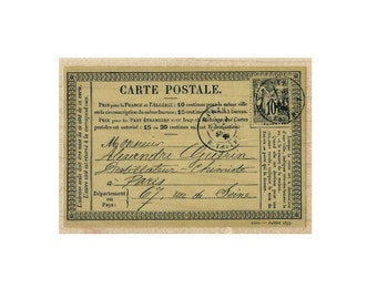 Antique Paris Carte Postale French Postcard rubber stamp post card