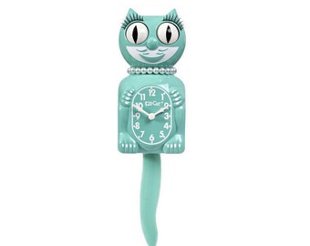 Ocean Waves Retro Green/Blue Lady Kit Cat Klock clock FREE US SHIPPING