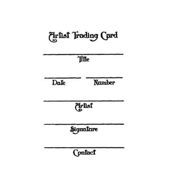 Price REDUCED ATC ACEO Artist Trading Card Back Stamp Etsy