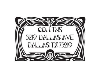 Art Deco Return Address custom Rubber Stamp art nouveau