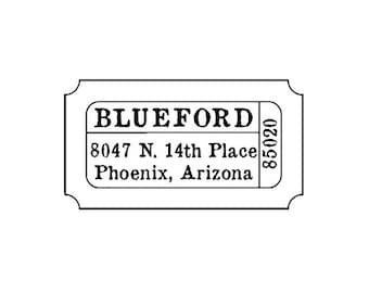 Movie theater ticket stub return address custom rubber stamp