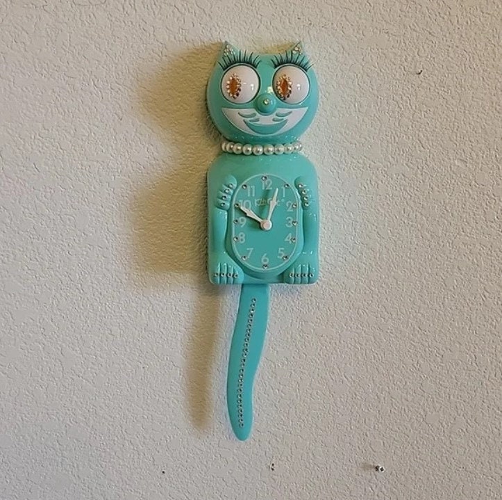 Vintage Jeweled Lady Turquoise Kit-cat Klock Clock SUPER RARE - Etsy