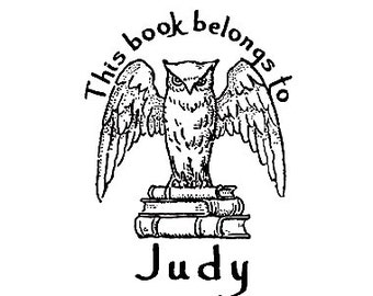 owl book plate ex libris custom Rubber Stamp