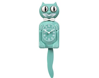 Ocean Waves Retro Green/Blue Kitty-Cat Kit-Cat clock Kat Klock FREE US SHIPPING