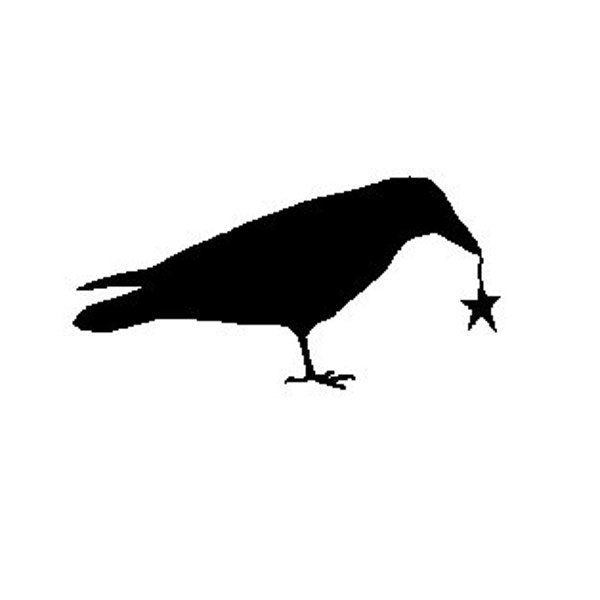 Crow with Star primitive Rubber Stamp