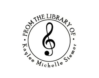 treble clef musical note from the library of Rubber Stamp Bookplate ex libris