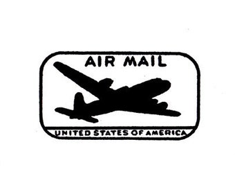 air mail airplane USA rubber stamp