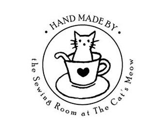 custom rubber stamp teacup kawaii kitty kitten cat in a cup handmade by