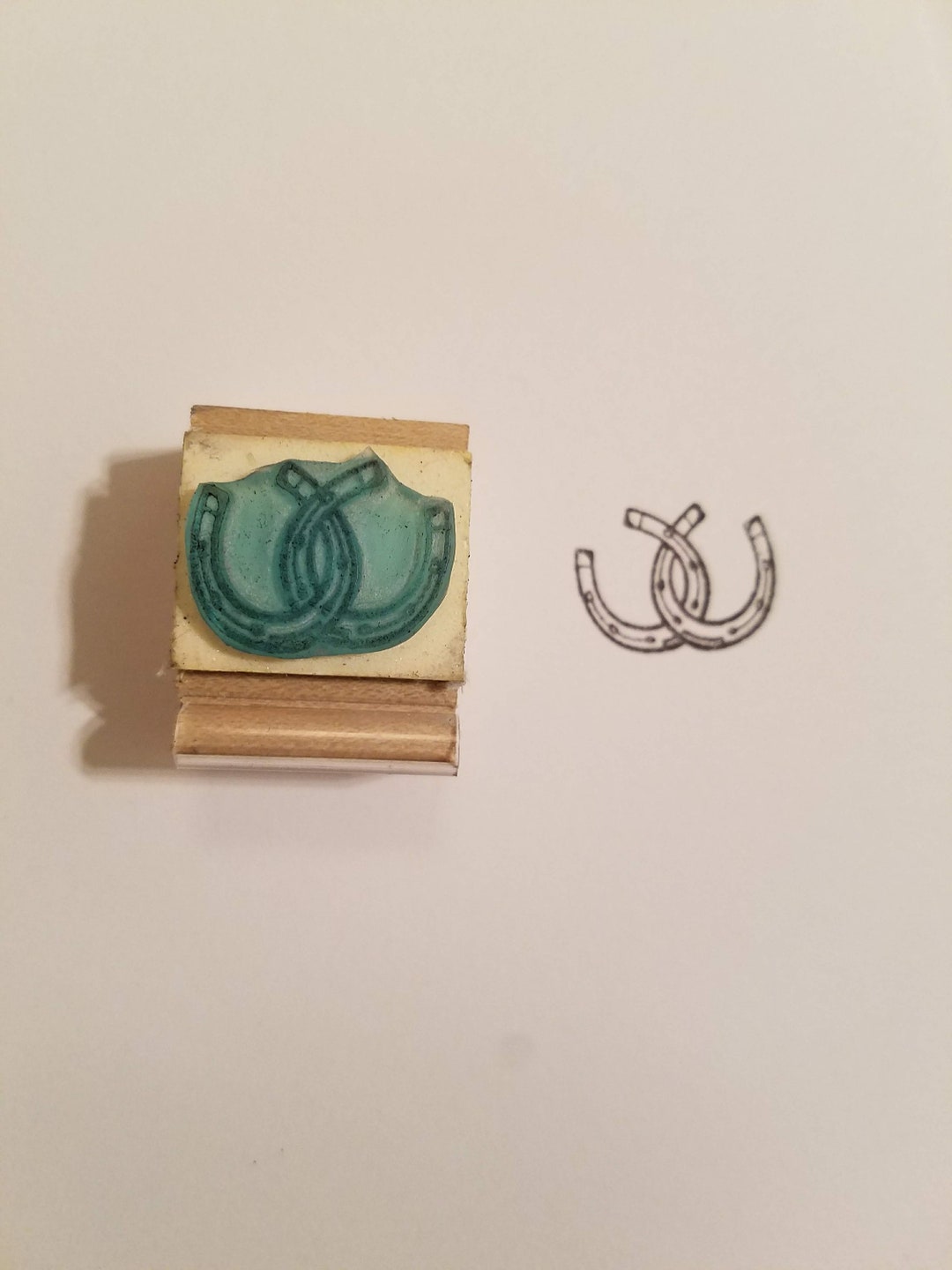 Double Horseshoe Rubber Stamp Western Lucky Charm Wedding Etsy