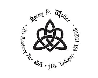 Celtic Triquetra Knot  heart return address custom Rubber Stamp