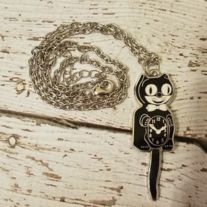 Kit Cat klock Necklace Black and Silver color kit-cat clock image 4