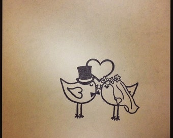 Wedding lovebirds rubber stamp love birds bride and groom