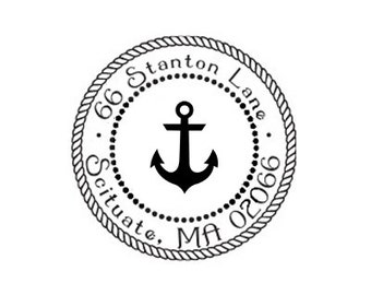 address stamp nautical anchor & rope custom return address rubber stamp Sailor Navy theme