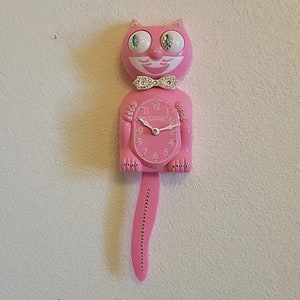 Jeweled Green Beauty Kit-cat Klock Clock Super Rare FREE US