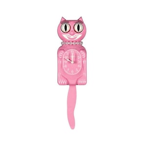 Pink Satin Miss Kitty-Cat Kit-Cat clock Kat Klock FREE US SHIPPING