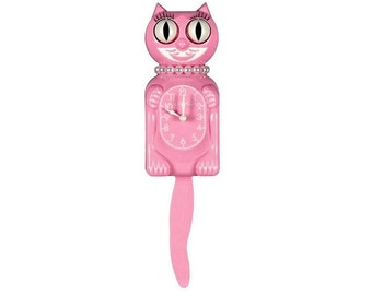 Pink Satin Miss Kitty-Cat Kit-Cat clock Kat Klock FREE US SHIPPING