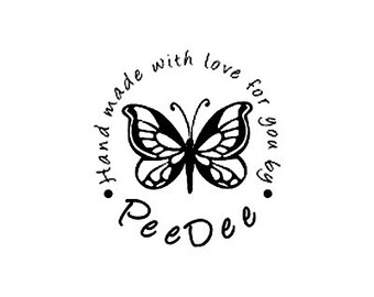 butterfly hand made with love for you by custom rubber stamp