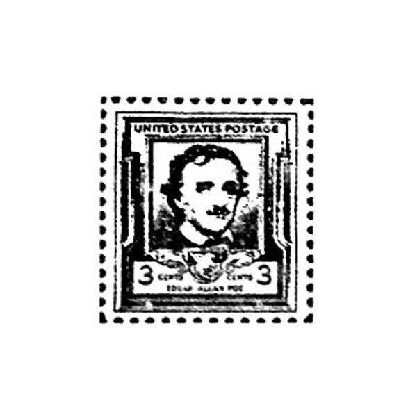 Edgar Allan Poe faux postage stamp rubbers Stamp