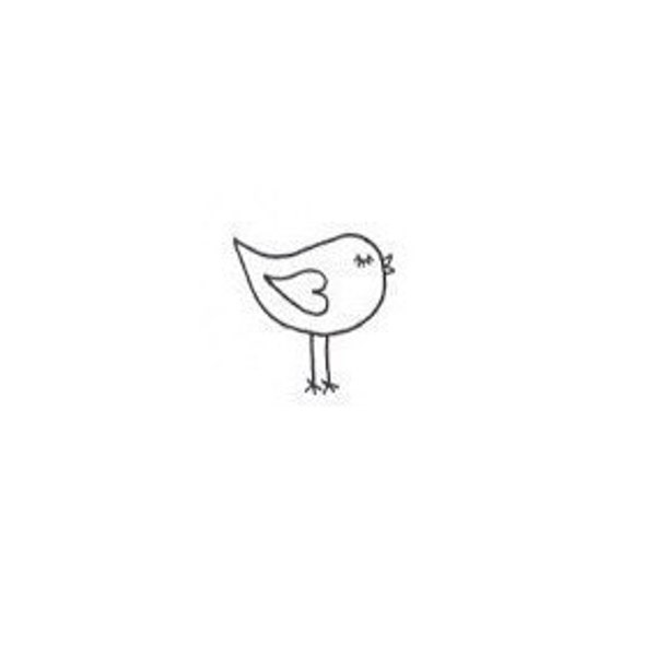 Micro mini Cute little whimsical bird Mounted Rubber Stamp small