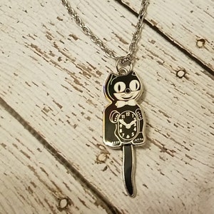 Kit Cat klock Necklace Black and Silver color kit-cat clock image 2