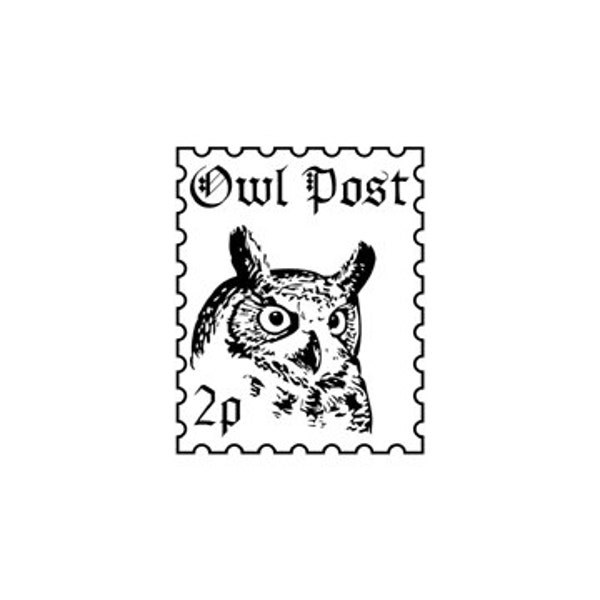 Owl post faux postage stamp rubber stamp