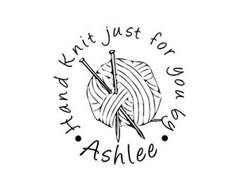 yarn and needles Custom Hand Knit Just for You Personalized custom Rubber Stamp