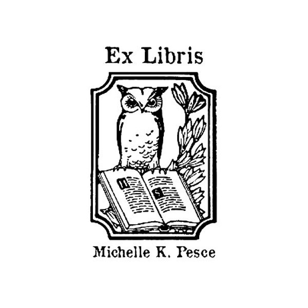 Owl ex libris custom rubber stamp bookplate