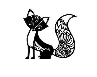 Cute fox rubber stamp medium