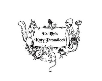 Personalized Bookplate, Childrens Bookplate custom rubber stamp animals storybook