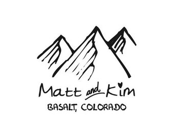 Rustic Wedding themed custom rubber stamp mountains save the date stamp