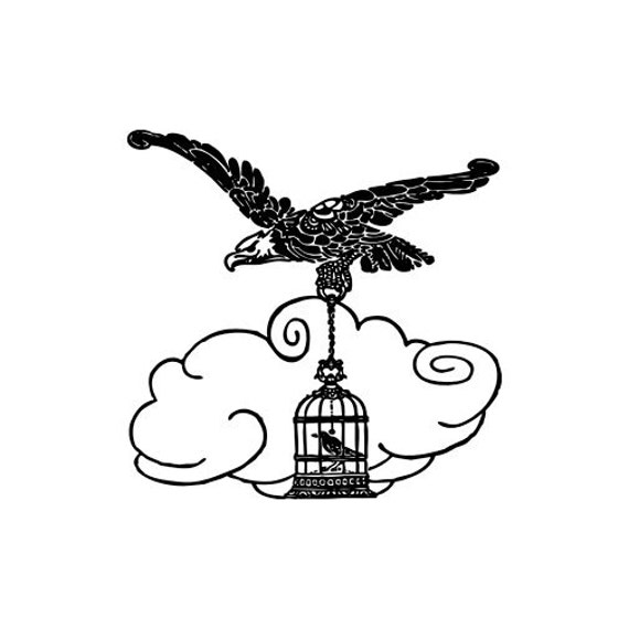 Soldes Aigle à Tête Blanche Portant Un Oiseau Cage Timbre En