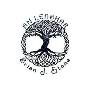 Un ex-libris Leabhar Custom Celtic Tree of Life Rubber Stamp ex libris image 1